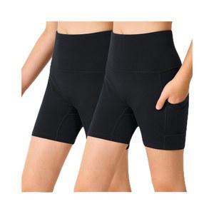 스텔 걸스 4인치/8인치 배구 반바지 청소년 자전거 운동 요가 댄스 체조 압축 주머니 포함