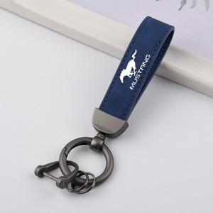 포드 gt  360 도 회전 말굽 버클 자동차 키 체인 링 금속 가죽 포드 머스탱 GT 쉘비 액세서리