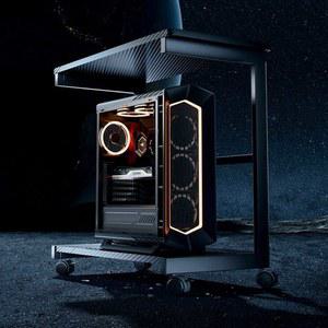 컴퓨터본체선반 이동식 PC 수납 마우스패드 화이트 책상 본체 높이조절형 데스크탑거치대