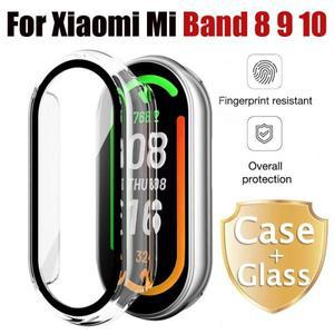 샤오미 미밴드 8 9 10 강화유리 필름+케이스, 스마트워치 액세서리용 풀커버 스크린 보호 쉘
