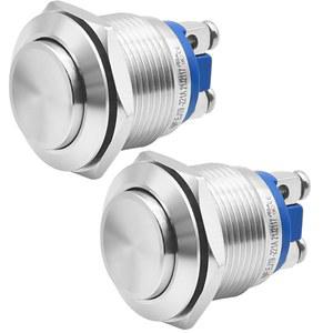 2Pcs 19mm 높이 순간 푸시 버튼 스위치 3/4인치 방수 IP67 스테인리스 스틸 304 5V-250V DC/AC SPST 나사 단자 UL 인증