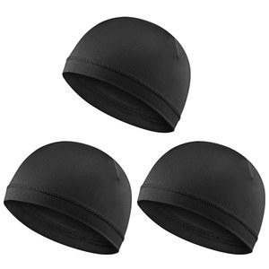 사이클링 스포츠 블랙을 위한 Ptwola 3Pcs 스컬 캡 헬멧 라이너 스웨트 위킹 열 러닝 비니 소프트 경량 통기성 헤드웨어