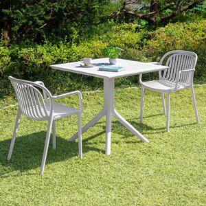 [공간미가구]이브 700 사각 몬스 암 2인 야외 실내 테이블 의자 세트 카페 정원 테라스 간이 커피숍