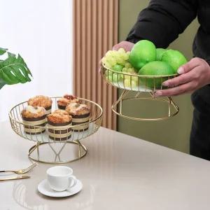 과일 트레이 철제바구니 원형 바구니/수납용/보관용/철제/바스켓/가정용/인테리어/디자인/장식용/간식/소품