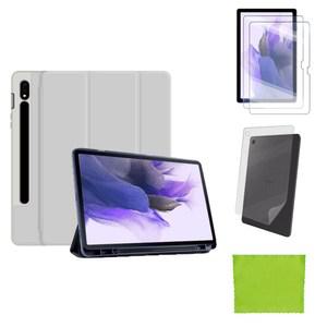 강화유리필름 후면쉴드 갤럭시탭S7 FE 12.4 전용 S펜수납 북커버 케이스 SM-T733 T735 T735N T736N 삼성 케