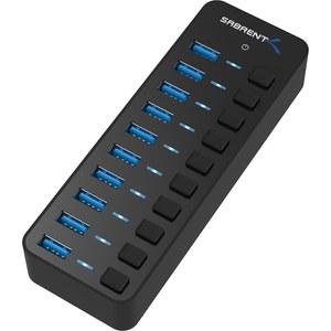 [미국배송] SABRENT 10포트 60W USB 3.0 허브(개별 전원 스위치 및 LED 포함) 12V/5A 어댑터(HB-BU10) 포함