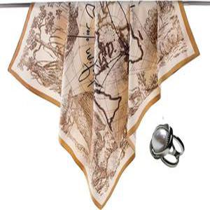 스카프 90cm 스퀘어 실크 스타일 100 대형 럭셔리 백장식 두건 선물 숄 파티(세계)