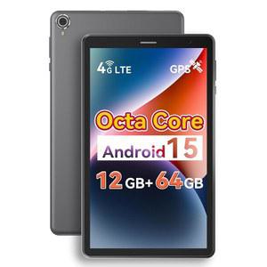 4G LTE 옥타 코어 12GB RAM 64GB ROM 2TB TF 확장 가능한 태블릿, 케이스가 있는 8인치 안드로이드 15 심 카드 슬롯 잠금 해제된 휴대폰 포함