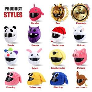오토바이 풀 페이스 보호 헬멧 헤드기어 커버 만화 플러피 세트 안전 유행
