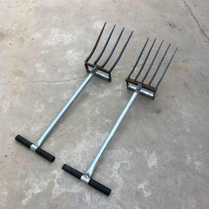 마늘 수확 도구 4톱니 감자 기구 로타리 포크 파기