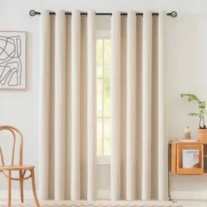 베이지 블랙 암막커튼 2장 창가용 커튼 168x228 인테리어 (WFJ895E)