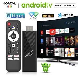 무선미러링 Mortal TV Stick 안드로이드 14 Q8S Allwinner H313 WiFi 6 음성  Netflix BT50 4k HDR10 휴대