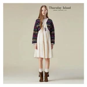 [써스데이아일랜드][Thursday Island] 니팅 스트라이프 볼레로 자켓(T236MJK132W)