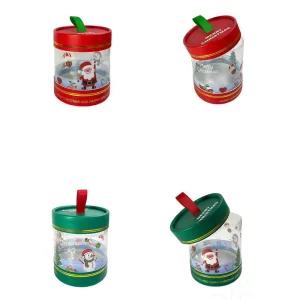 10x11cm 투명 크리스마스 그림 예쁜 원형통 선물상자 5p 깔끔 답례품 고급종이박스 간편