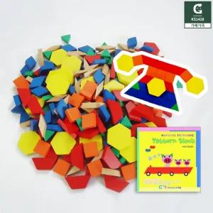가베가족 원목 패턴블록 실속형 미니북 세트 나무 블록 칠교놀이 도형학습 (250pcs)
