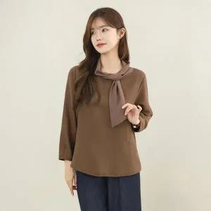 [디얼마미] 리아 스카프 블라우스 /마담 미시 중년 여성 빅사이즈 40대 50대