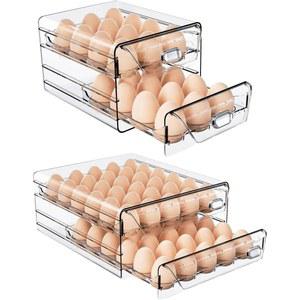 침대밑수납장 시간 표시가 있는 냉장고 서랍 정리함용 계란 홀더 Friage용 투명 신선 보관 상자 대용량 트레이