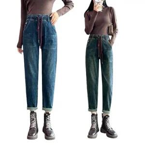 [ 품절임박 -30% ] HL-88088/ 허리밴딩 고무줄 배기청바지 스판데님진 빅사이즈 여성의류