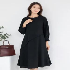 [모슬린]엄마옷 라운드 프릴 롱 플레어원피스 YKF515523 중년여성50대60대70대빅사이즈할머니옷마담선물