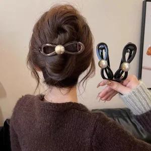 진주클립 반묶음 헤어핀 올림머리핀 집게머리핀 반머리 바나나 헤어밴드 머리 띠 진주 핀 리본 곱창밴드