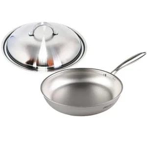 [키친아트] 유니크316 IH 통5중 무연마 후라이팬28cm-스텐커버