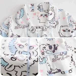 초이스 마켓 먼작귀 치이카와 모몽가 아이스 실크 여름 잠옷 파자마 홈웨어 반팔 셔츠 긴바지 반바지 세트