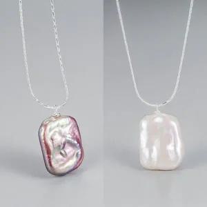 [하프클럽/]자연주의 S925 납짝 담수진수 흑진주 백진주 목걸이 박스포함