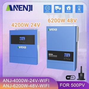 ANENJI 6.2KW 4.2KW 태양광 인버터 하이브리드 48V 24V 순수 사인파 OnGrid OffGrid MPPT 120A 100A PV 500