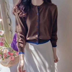 리린 로이번드 폴배색 쫀득스판 부드런 가디건