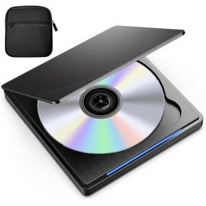 노트북용 외장 CD/DVD 드라이브, CD 버너 클램셸 포터블 리더 라이터 광학 디스크 DVD 플레이어 +/-RW USB 3.0(캐리링 케이스 ), PC Windows Linux Mac용 드라이브
