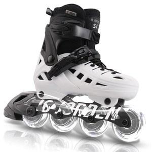 [미국배송] 및 소년용 인라인 스케이트 여성용 풀 라이트 업 휠이 있는 4가지 크기 조절 가능한 롤러 블레이드 내구성이 뛰어난 외피 4-12세 성인용