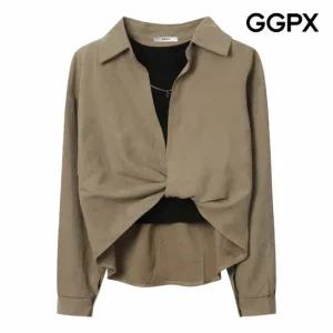 [GGPX] 목걸이 레이어드 민소매 티 세트 셔츠 (GP9SH040B)