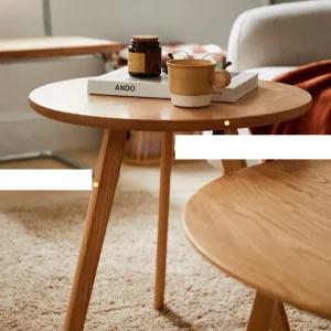 좌식 원형 테이블 거실 소파 옆 우드 커피 티 책상 보조 탁자 (500x500x500mm)