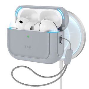 AIRPODS PRO 3 케이스용 ESR 3세대 케이스(2025)와 호환 MAGSAFE 풀 드롭 보호 커버(랜야드 그레이)와 호환됩니다