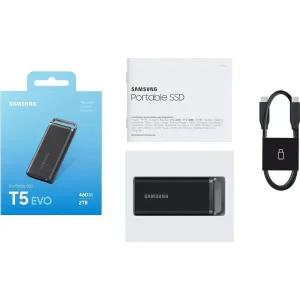 삼성 T5 EVO 포터블 SSD 2TB 4TB 8TB USB 3.2 외장 SSD 최대 460MB/s 블랙