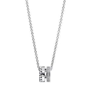 판도라를 위한 시그니처 925 스털링 실버 파베 큐빅 지르코니아 헤일로 펜던트 목걸이