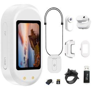 64GB 1080P 미니 바디 카메라, 엄지손가락 크기의 웨어러블 액션 바디캠, 마그네틱 랜야드가 있는 핸즈프리 레코딩 업무, 여행, 반려동물 산책을 위한 프리미엄 휴대용 캠코더 장착(화이트)