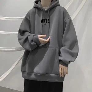 후드 티 가을 스웨트 오버핏 집업 두꺼운 코튼 겨울용 벨벳 스웨트셔츠 남자 남성 미국 트렌디 심플 레터