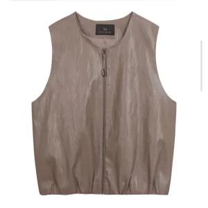 [행복한백화점][SI]에코 레더헴 밴딩 집업 베스트  SJVZI2708