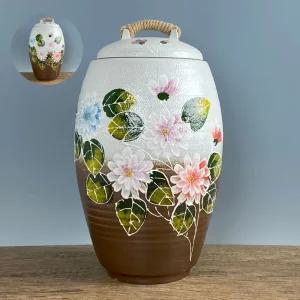 20kg 겹목단 투톤분청 쌀독 현관 소금 항아리 잡곡