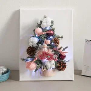 /플라워트리 크리스마스 액자 트리 벽 장식 파스텔천사캔버스 40cm
