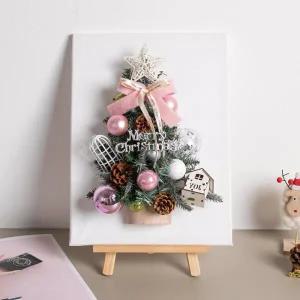 /플라워트리 크리스마스 트리 벽장식 이젤세트 설정별캔버스B 45cm