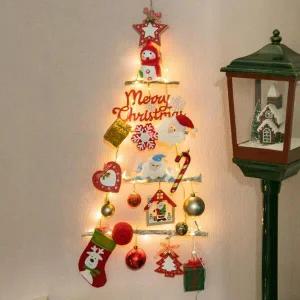 /플라워트리 크리스마스 벽트리 나무 LED 선물산타우드A 60cm 소품