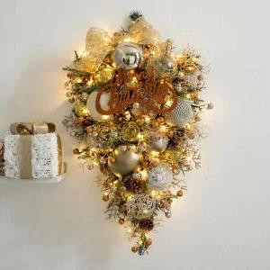 /플라워트리 크리스마스 벽장식 트리 LED 앙드골든 75cm 벽걸이