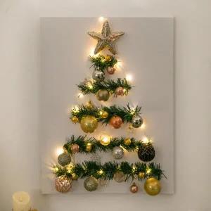 /플라워트리 크리스마스 액자 트리 벽 장식 글리터스타캔버스 80cm