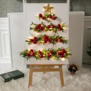 /플라워트리 크리스마스 트리 벽 장식 이젤세트 아이볼캔버스 95cm