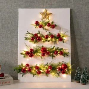 /플라워트리 크리스마스 액자 트리 벽 장식 LED 아이볼캔버스 70cm