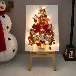 /플라워트리 크리스마스 트리 벽 장식 이젤세트 우드 캔버스A 90cm