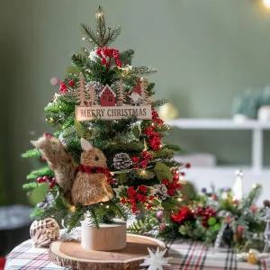 /플라워트리 크리스마스 미니트리 워머 울창한 숲속의 다람쥐 60cm