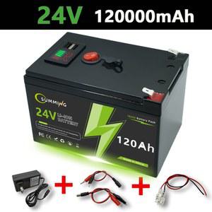 24V 리튬 배터리 120Ah LiFePO4 4000+ 딥 사이클 내장 BMS, 10년 수명, UPS, 카약 어군탐지기, 태양광 패널, 라디오용